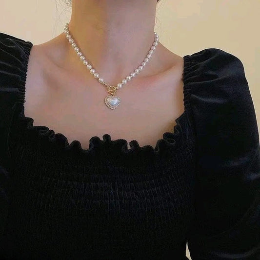 Heart Drop Pearl Necklace - TNCH